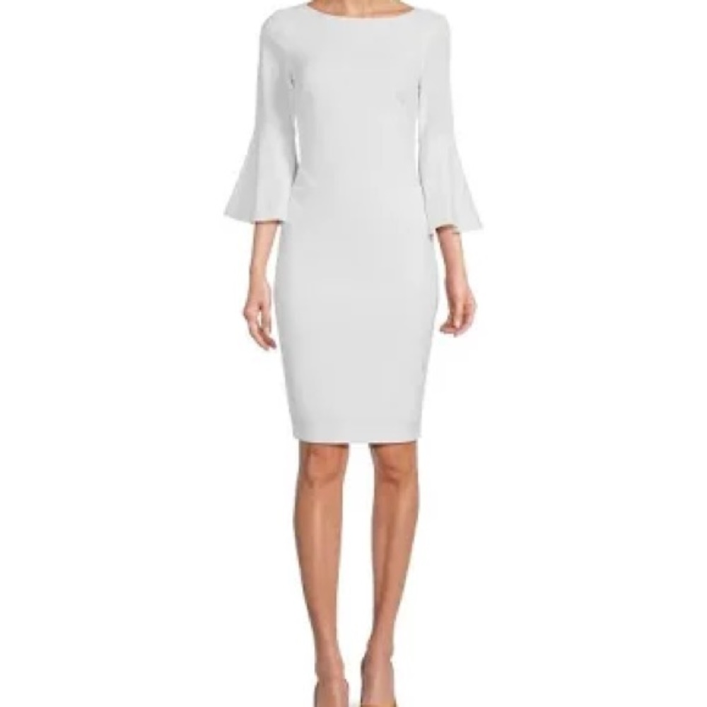 Calvin Klein Bell Sleeve Sheath Dress with Gold Zipper Size 2